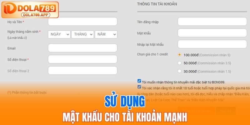 Khi đăng ký dola789 phải sử dụng mật khẩu mạnh
